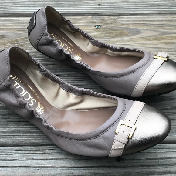 TOD'S Women Flat Shoes Patent/Suede Leather Ballet - Picture 2 of 8